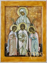 Ікона Святі Віра, Надія, Любов та матір їх Софія 18х24 см - фото