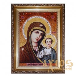 Янтарна ікона Пресвята Богородиця Казанська 15x20 см - фото