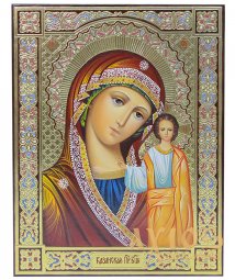 Писана Ікона Казанська Богородиця 22х17,5 см - фото
