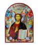 Ікона Спасителя в грецькому стилі з золотом і сріблом, арочна, 21х29 см. Нев&#39;янучий цвіт. Тільки в Axios