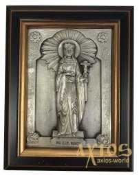 Ікона в металі Олена, сріблення, рамка з дерева, 9х11 см - фото