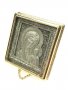 Ікона в металі Богородиця Казанська, сріблення, позолочена рамка, 5х5 см