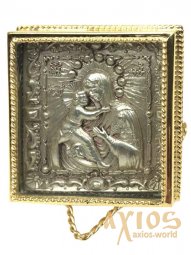 Ікона в металі Володимирська Богородиця, сріблення, позолочена рамка, 5х5 см - фото