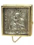 Ікона в металі Володимирська Богородиця, сріблення, позолочена рамка, 5х5 см
