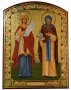 Писана сімейна ікона Святої Наталії та Олега Брянського, ручна різьба по золоту, емаль, 34х45 см