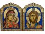 Вінчальна пара ікона «Спасителя» і ікона Божої Матері «Богородиця Касперовская», золочення, інкрустація каміння, 29х29 см