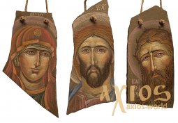 Триптих. Писані ікони на камені: Богородиця, Спаситель, Іоанн Предтеча, 40х25 см - фото