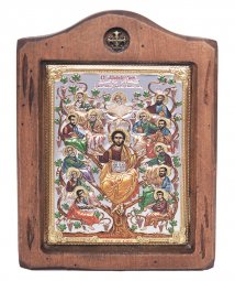 Ікона Спаситель і Апостоли, Італійський оклад №2, емалі, 13х17 см, дерево вільха - фото