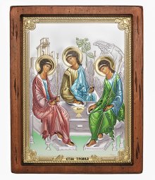 Ікона Свята Трійця, Італійський оклад №4, емалі, 24х31 см, дерево вільха, ПД010650 - фото