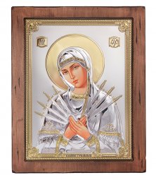 Ікона Божа Матір Семистрільна, Італійський оклад №5, 30х40 см, дерево вільха, ПД010643 - фото