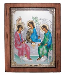 Ікона Свята Трійця, Італійський оклад №5, емалі, 30х40 см, дерево вільха, ПД010640 - фото