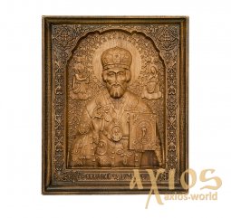 Різьблена Ікона Святий Миколай Чудотворець 20x24 см - фото