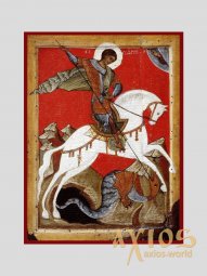 Св. Георгій Побідоносець: “Чудо Георгія про змія” (Новгородська ікона XVст) - фото