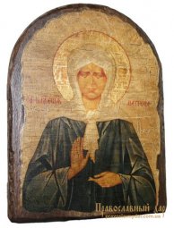 Ікона під старовину Свята блаженна Матрона Московська 17х23 см арка - фото