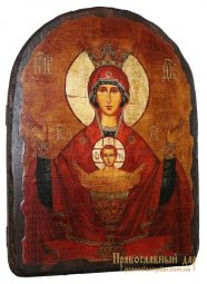Ікона під старовину Пресвята Богородиця Невипивана Чаша 17х23 см арка - фото