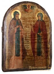 Ікона під старовину Святі благовірні Петро і Февронія Муромські 17х23 см арка - фото