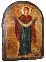 Ікона під старовину Покров Пресвятої Богородиці 17х23 см арка - фото
