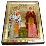 Ікона Святі Кипріян і Юстина в позолоті Грецький стиль 17x23 см