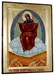 Ікона Богоматері Спорительница Хлібів в позолоті Грецький стиль 17x23 см - фото