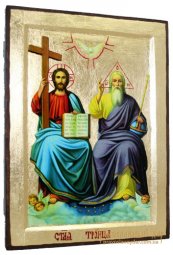 Ікона Свята Трійця Новозавітна в позолоті Грецький стиль 17x23 см - фото