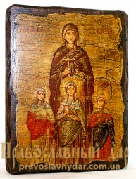 Ікона під старовину Святі Віра, Надія, Любов і матір їх Софія 7x9 см - фото