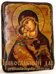 Ікона під старовину Пресвята Богородиця Володимирська 7x9 см - фото
