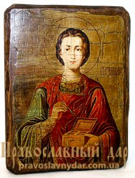 Ікона під старовину Святий Великомученик і Цілитель Пантелеймон 7x9 см - фото