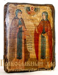 Ікона під старовину Святі благовірні Петро і Февронія Муромські 7x9 см - фото