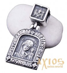 Підвіска «Ікона Божої Матері Казанської», срібло 925, з чорнінням, 30х16 мм, О 131 287 - фото
