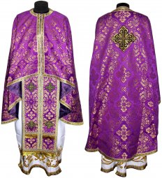 Облачення священицьке з парчі фіолетового кольору, крій грецький, R01g - фото