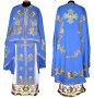Облачення священицьке, вишите на габардині блакитного кольору, з вишитим галуном, грецький крій R042g