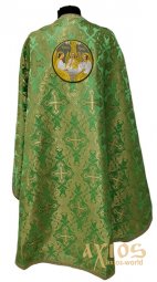 Облачення ієрейське, зелена парча, грецький крій, вишита ікона Трійці - фото