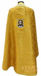 Облачення ієрейське, жовта парча, вишита ікона, віфлеємській хрест, грецький крій - фото