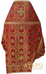 Священицьке облачення, парча червоного кольору, тканина "покровський хрест" - фото
