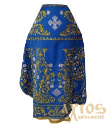 Облачення священицьке, вишивка на блакитному габардині, вишитий галун - фото