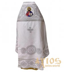 Облачення священицьке, тканина - білий оксамит, нашитий галун з вишивкою «Кола» - фото