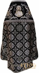Облачення ієрейське, комбіноване, плечі вишиті на оксамиту, основна тканина - парча чорного кольору - фото