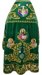 Облачення ієрейське, зелений оксамит, вишита ікона Трійці, ікони Святих - фото