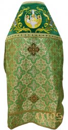 Облачення ієрейське, плечі вишиті на зеленому оксамиті, основна тканина парча, вишита ікона Трійці - фото