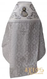 Облачення ієрейське, , комбіноване, біла парча, тканина "візантійський хрест" - фото