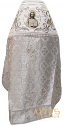 Облачення ієрейське, комбінована, парча білого кольору, тканина "афонський хрест" - фото