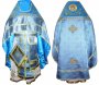Облачення священицьке блакитного кольору комбіноване з парчі, плечі вишиті на оксамиті 002М