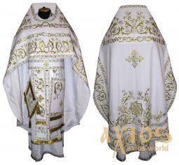 Облачення священицьке, вишите на габардині білого кольору, вишитий галун R046m (v) - фото