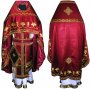 Облачення священицьке, вишите на цупкому атласі бордового кольору, з вишитим галуном R066m (V)