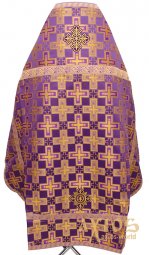Облачення священицьке з якісної парчі фіолетового кольору, тканина "патріарший хрест" - фото